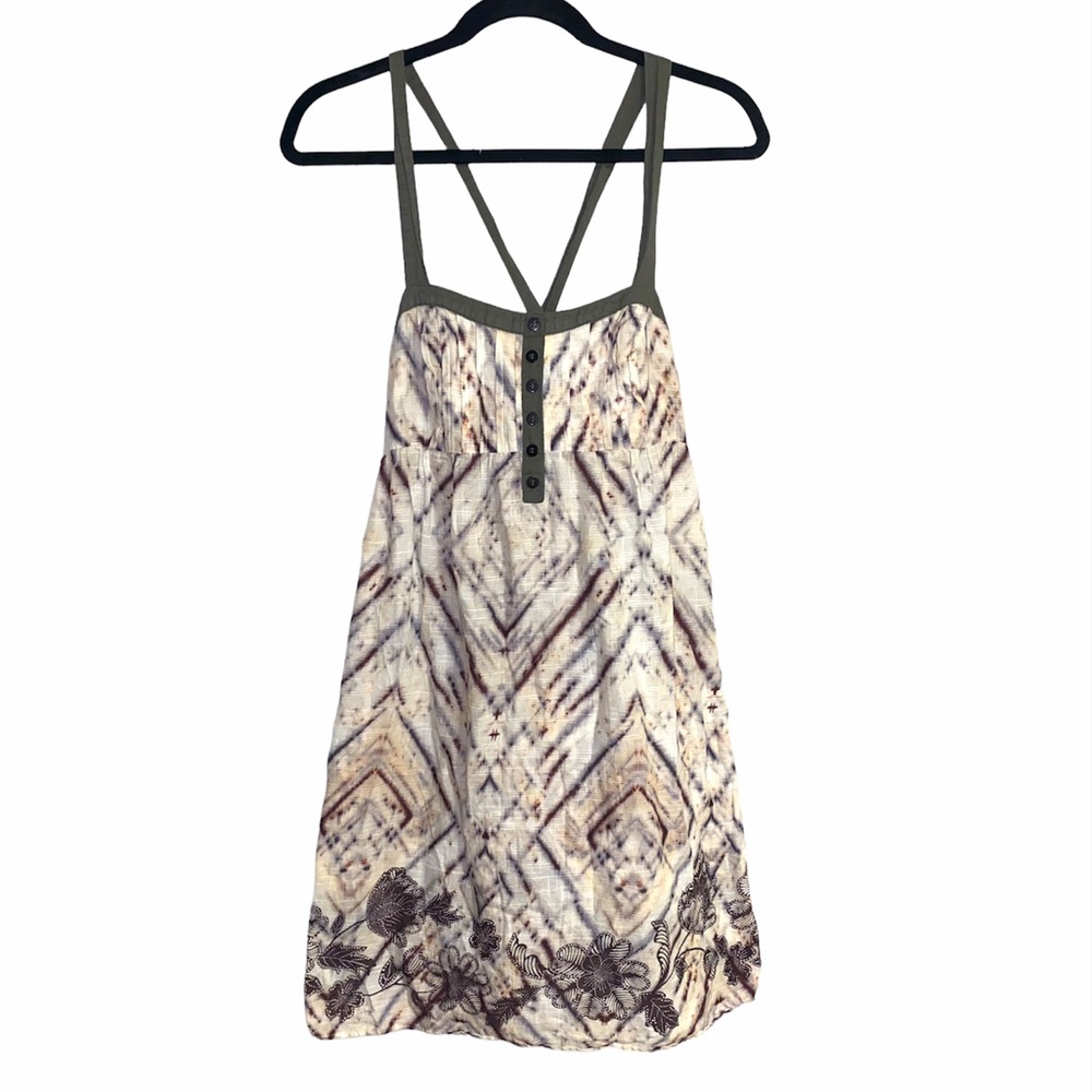 Anthropologie Eloise dress (or nightgown) batik dye floral crisscross back Small